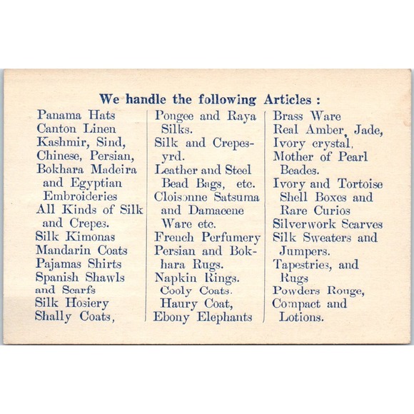 c1900 K.D. Patel & Sons Business Card Cristobal C.Z. Panama Indian Bazar AE6 - Picture 2 of 2